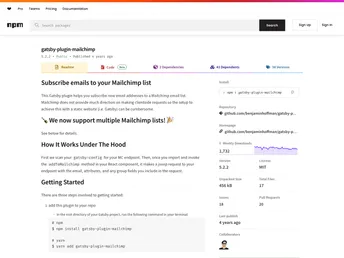 Gatsby Plugin Mailchimp screenshot