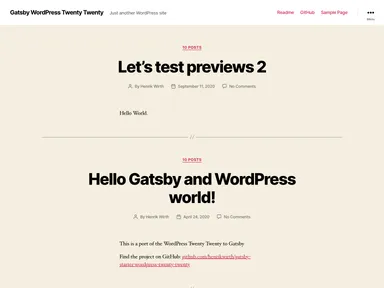 Gatsby Starter Wordpress Twenty Twenty screenshot